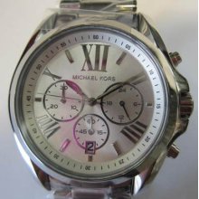 Michael Kors Men's Watch Chrono All Stainless Ip White Rou Original Edition