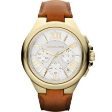 Michael Kors Mid-Size Golden Stainless Steel and Leather Camille