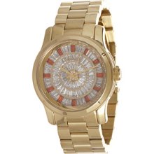 Michael Kors Mk5729 Mid Size Red Glitz Gold Tone Ladies Watch