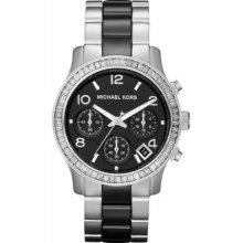 Michael Kors Runway Chronograph Crystal Accented Black Womens Watch Mk5677