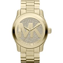 Michael Kors 'Runway' Logo Dial Bracelet Watch, 45mm Gold