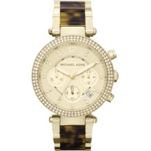 Michael Kors Watch, Womens Chronograph Parker Tortoise and Gold-Tone S