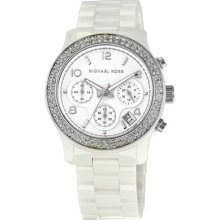 Michael Kors White Dial Ceramic Strap With Glitz Watch Mk5188