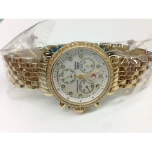 Michele Watch Csx-36 108 Diamond Chronograph 18mm Gold Bracelet Mw03m01b0046