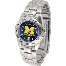 Michigan Wolverines Sport AnoChrome Steel Band Women's Watch