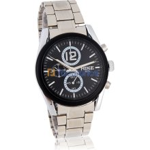 Mike Exquisite Stainless Steel Strap Analog Watch (Black)