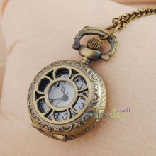 Mini Pocket Watch Battery Style Arabic Number Clear Watch Hollow Cover