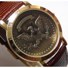 Miyota by Citizen Men's Bronze Coin Face Dial Watch $299