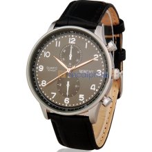 Moment 8010 Menâ€™s Water Resistant Analog Watch with Faux Leather Strap (Black)