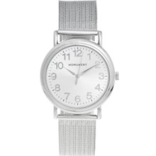 Monument Men s Quartz Mesh Stainless Steel Strap Watch WHITE