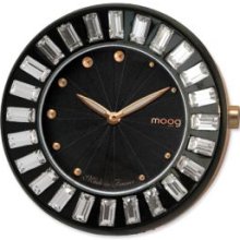 Moog Rose/blk Pol. Stnlss Stl/blk/crystal Baguette Bezel Watch Only Xwa3657w