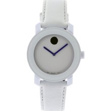 Movado Bold Medium White Leather Unisex Watch 3600027 - White - Leather