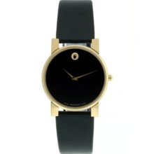 Movado Men's Black Leather Strap Watch