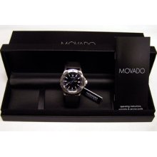 Movado Swiss Watch Series 800 Date 3 Hand Blue Black Rubber 2600101