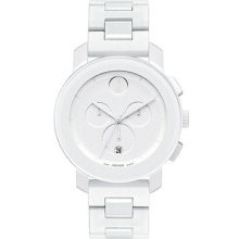 Movado Womens Swiss Bold White Tr90 Composite Chronograph Watch New+case