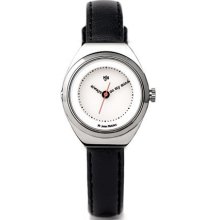 Mr. Jones Womens Always On My Mind Stainless Watch - Black Leather Strap - White Dial - 35-WP1