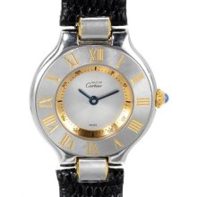 Must De Cartier 21 Quartz SS/18K Ladies Watch, 7/10 Condition