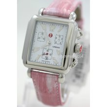 MW02B00A0001 Michele Urban watch chronograph date Cherry Blossom alligator $595