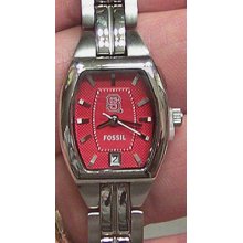 NC N.C. State Wolfpack Fossil Watch Womens Three Hand Date