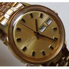 New 1972 Timex Men's Gold Dual Calendar Watch - New Stock Condition