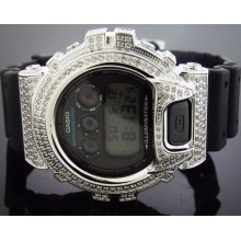 New Casio G Shock 4.5CT Full Case White diamonds Watch Black Face G/H color SI