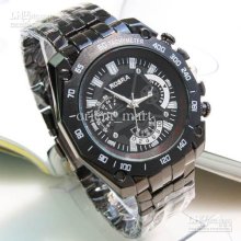 New Fashion Style Men Wrist Watches Luxury Charm 3 Dial Black Strap