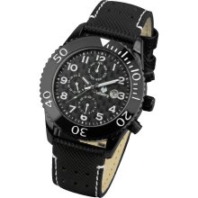 New Infantry 6 Hands Black Quartz Carbon Fiber Dial Leather Sport Arm