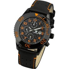 New Infantry 6 Hands Orange Analog Real Carbon Fiber Leather Strap Qu