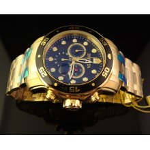 New Men Invicta Rare 18 K Gold Pltd Scuba Pro Diver Black Dial Swiss Chrono