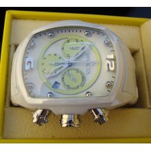 New Mens Invicta Limited Edn Lupah Ceramic Lume Chrono Revolution White Leather White Leather