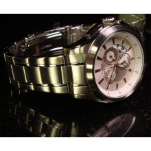 New Mens Invicta Specialty Collection Silver Dial With Rose Gold Accents Chrono