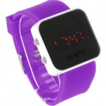 New Mirror Red Led Fashion Silicone Wrist Watch Purple