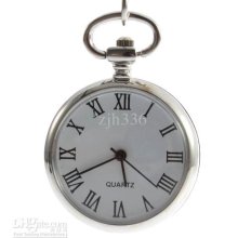 New Vintage Pocket Watch Jewelry Alloy Chains Silver Necklace Smooth