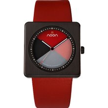 Noon Copenhagen Mens No. 18 Stainless Watch - Red Leather Strap - Red Dial - 18-006