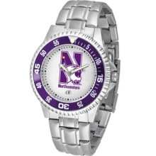 Northwestern Wildcats NWU Mens Steel Bandwrist Watch