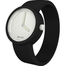 O Clock Unisex Original White Face Watch Ocw02-L (Large) With Black Hypoallergenic Silicon Rubber Watch Strap