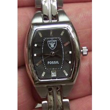 Oakland Raiders Fossil Womens Watch Three Hand Date Cushion NFL1198