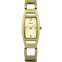 Oasis Women's Quartz Watch With Gold Dial Analogue Display And Gold Bracelet B1071