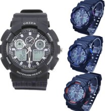 Ohsen Men Teens Dual Time Chronograph Gmt World Time Sport Male Pilot Army Watch