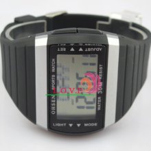 Ohsen Stopwatch Quartz Alarm Digital Sport Wrist Mens Light Rubber Watches