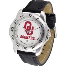 Oklahoma Sooners OU Mens Leather Sports Watch