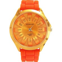 Orange Sunflowr-shaped Quartz Analog Silicone Rubber Women Wrist Watch Stylish