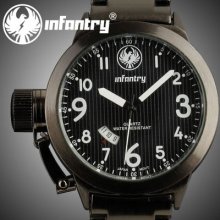 Original Us Police Infantry Army Black Fashion Date Steel Jp Quartz Watch