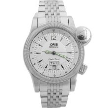 Oris 63575684061 Men's Stainless Steel White Dial Day Date Display Watch