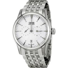 Oris Artelier Regulateur Automatic Silver Guilloche Dial Mens Watch