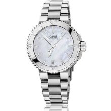 Oris Ladies wrist watches: Aquis Date White Mop Dial 01 733 7652 4151-