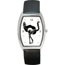 Ostrich Bird Unisex Black and White New Barrel Wrist Watch