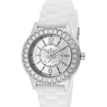 Paris Hilton Women's White Crystal Silver Dial White Silicone