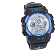 PASNEW 279 Plastic Band Waterproof LCD Sports Watch (Blue)