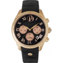 PDS008-C-10 Project D Ladies Chronograph Black Leather Strap Watch